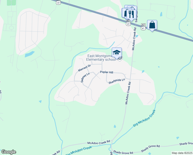 map of restaurants, bars, coffee shops, grocery stores, and more near 3404 Dabney Lane in Clarksville