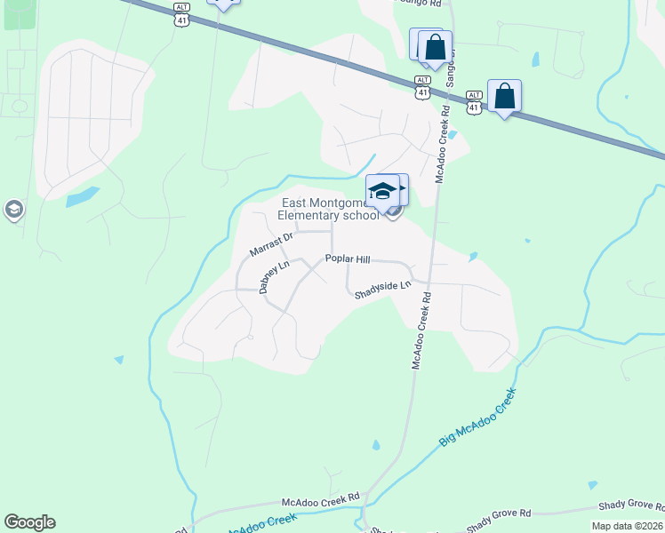 map of restaurants, bars, coffee shops, grocery stores, and more near 252 Shadyside Lane in Clarksville