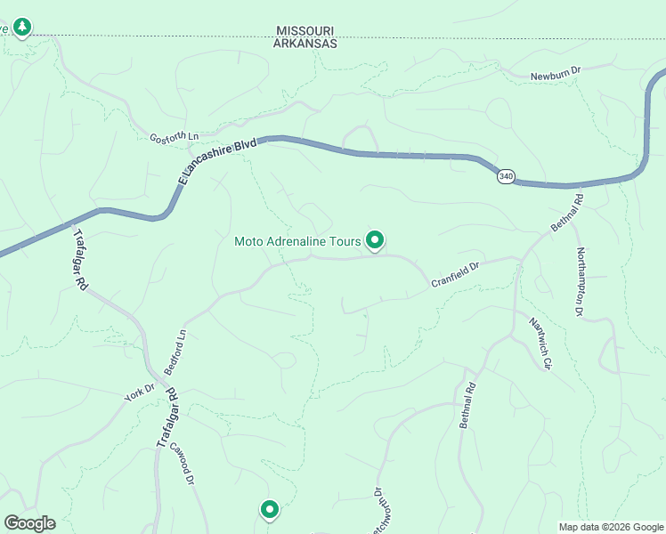 map of restaurants, bars, coffee shops, grocery stores, and more near 63 Cranfield Drive in Bella Vista