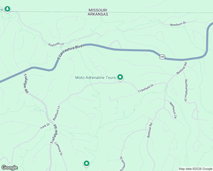 map of restaurants, bars, coffee shops, grocery stores, and more near 63 Cranfield Drive in Bella Vista