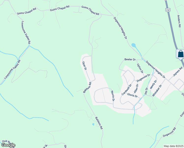 map of restaurants, bars, coffee shops, grocery stores, and more near 599 Baldwin Road in Tazewell