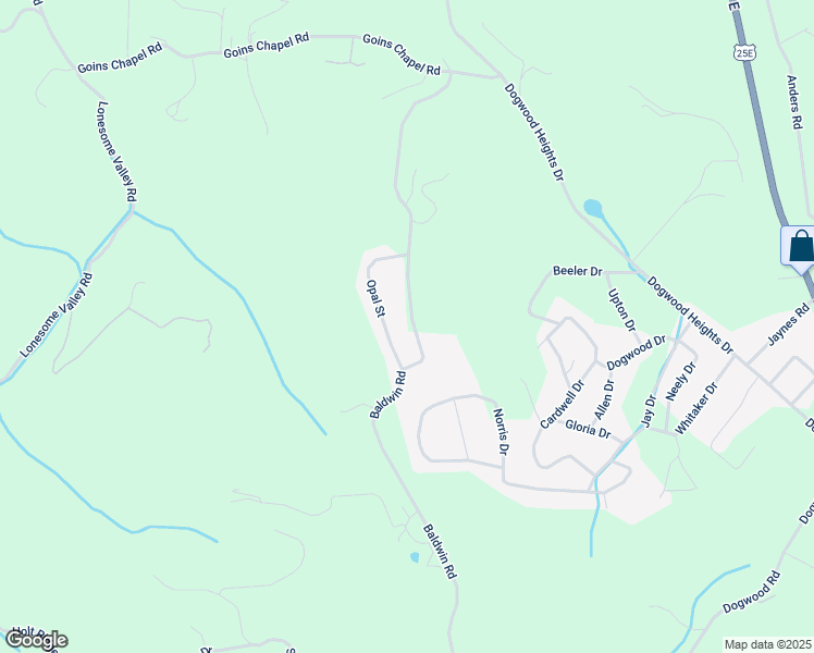 map of restaurants, bars, coffee shops, grocery stores, and more near 599 Baldwin Road in Tazewell