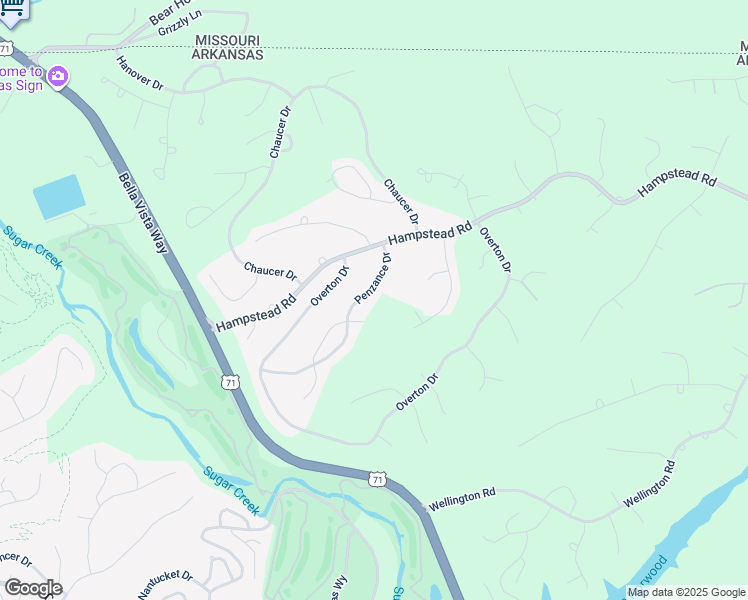 map of restaurants, bars, coffee shops, grocery stores, and more near 17 Penzance Dr in Bella Vista