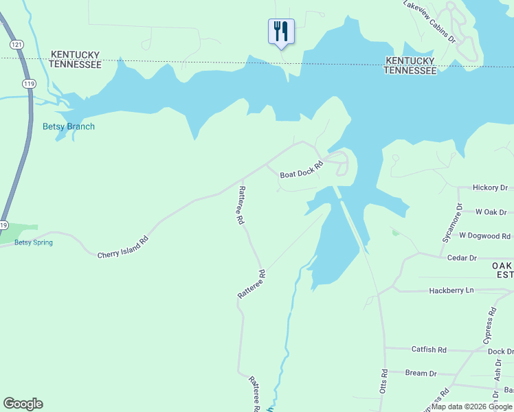 map of restaurants, bars, coffee shops, grocery stores, and more near 1640 Ratteree Rd in Buchanan