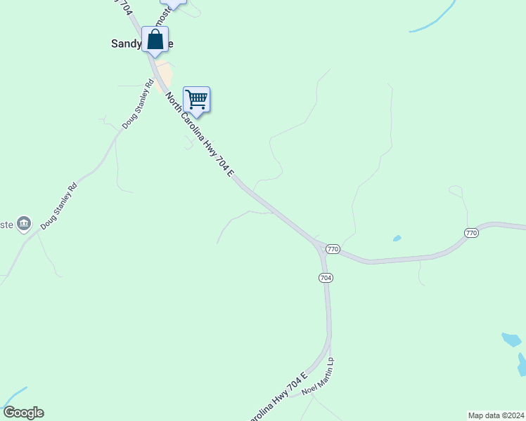 map of restaurants, bars, coffee shops, grocery stores, and more near 5264 North Carolina Highway 704 East in Sandy Ridge