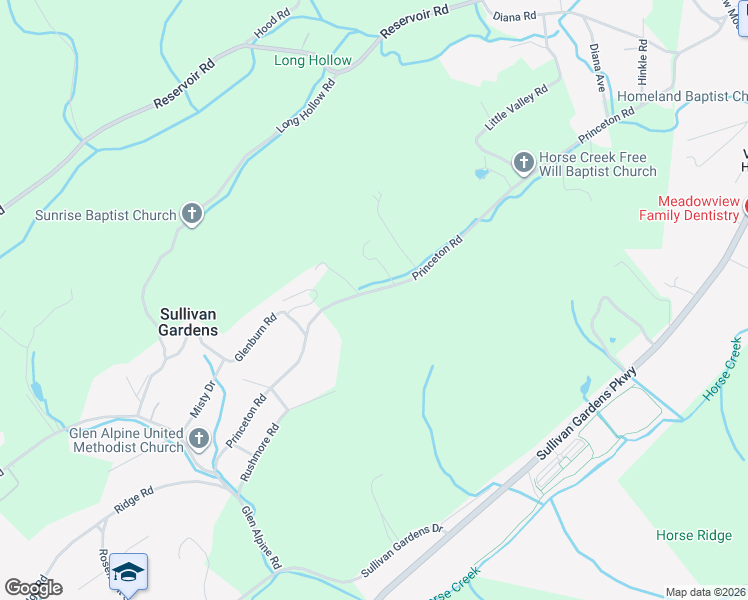 map of restaurants, bars, coffee shops, grocery stores, and more near 3023 Princeton Road in Kingsport