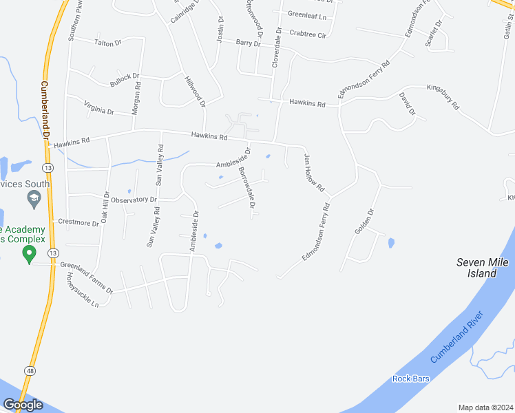 map of restaurants, bars, coffee shops, grocery stores, and more near 1381 Borrowdale Drive in Clarksville