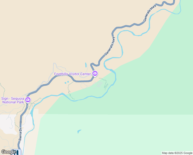 map of restaurants, bars, coffee shops, grocery stores, and more near 47050 Generals Highway in Three Rivers