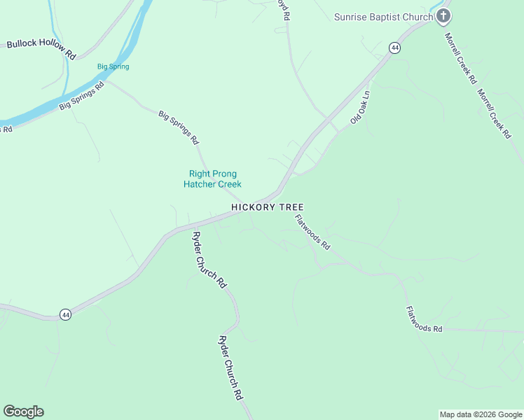 map of restaurants, bars, coffee shops, grocery stores, and more near 2297 Hickory Tree Road in Bluff City