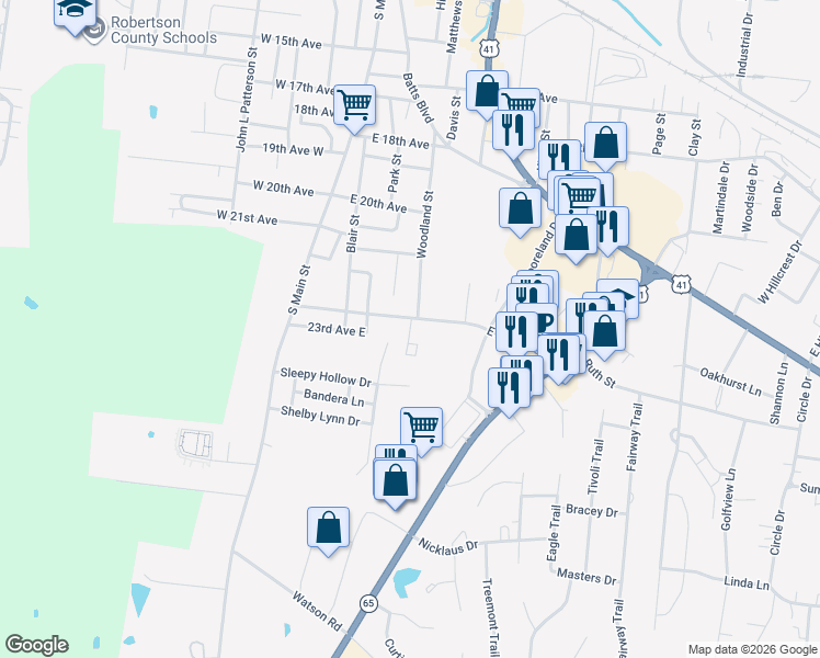 map of restaurants, bars, coffee shops, grocery stores, and more near 415 East 22nd Avenue in Springfield