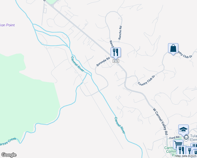map of restaurants, bars, coffee shops, grocery stores, and more near 59 Boronda Road in Carmel Valley