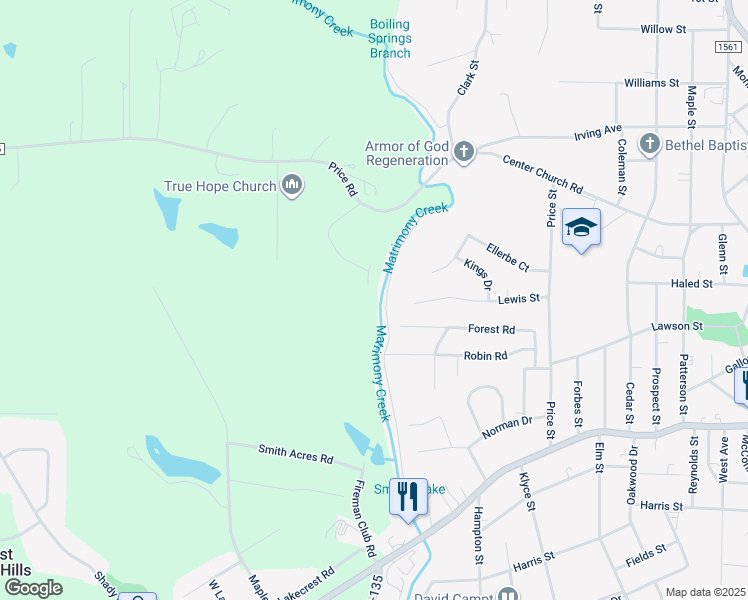 map of restaurants, bars, coffee shops, grocery stores, and more near 1537 Black Bottom Road in Eden