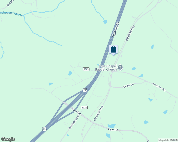 map of restaurants, bars, coffee shops, grocery stores, and more near State Road 1369 in Pelham