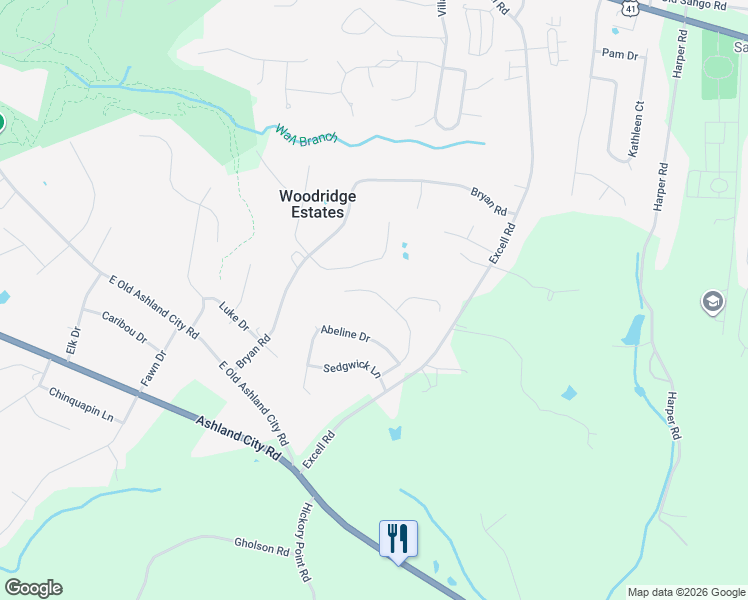 map of restaurants, bars, coffee shops, grocery stores, and more near 438 Excell Road in Clarksville