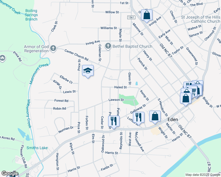 map of restaurants, bars, coffee shops, grocery stores, and more near 500b Prospect Street in Eden