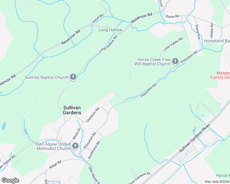 map of restaurants, bars, coffee shops, grocery stores, and more near 3032 Princeton Road in Kingsport