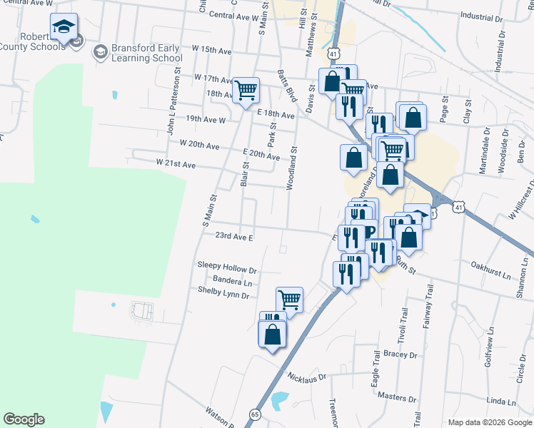 map of restaurants, bars, coffee shops, grocery stores, and more near 2117 Carter Street in Springfield