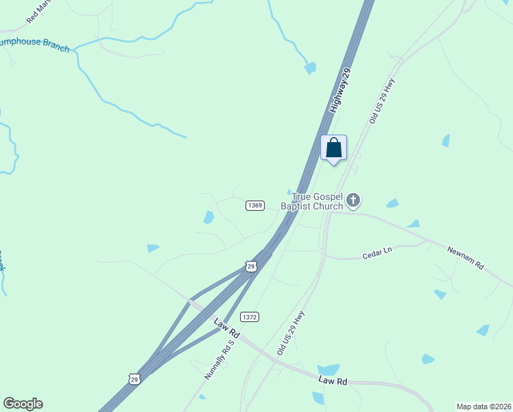 map of restaurants, bars, coffee shops, grocery stores, and more near State Road 1369 in Caswell County