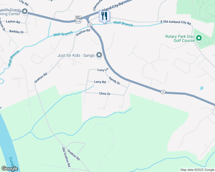 map of restaurants, bars, coffee shops, grocery stores, and more near 2413 Chris Drive in Clarksville