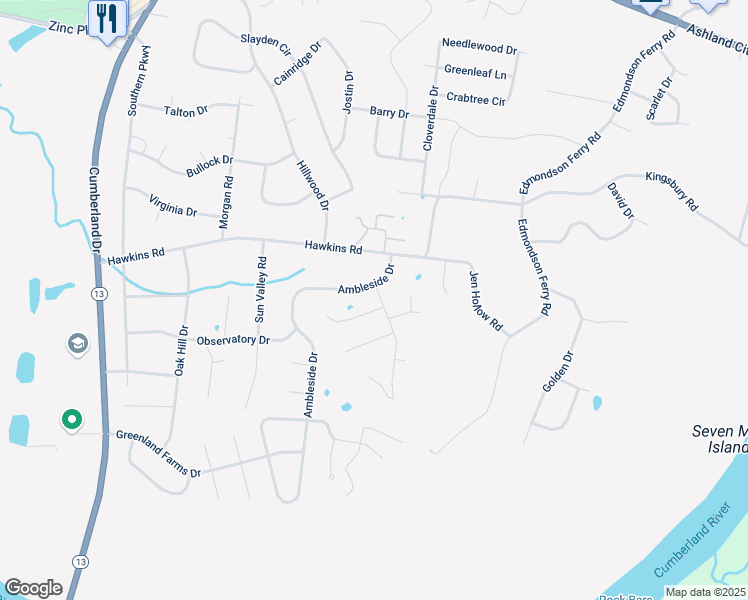 map of restaurants, bars, coffee shops, grocery stores, and more near 1396 Borrowdale Drive in Clarksville