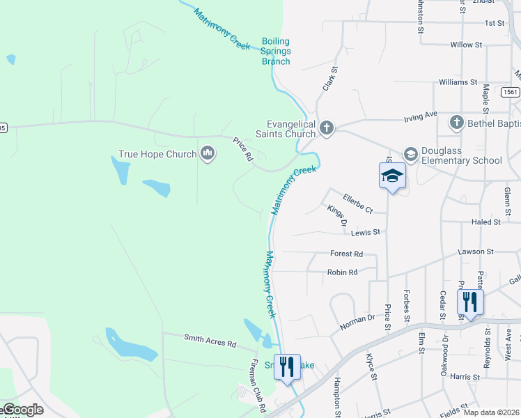 map of restaurants, bars, coffee shops, grocery stores, and more near 133 Black Bottom Road in Eden
