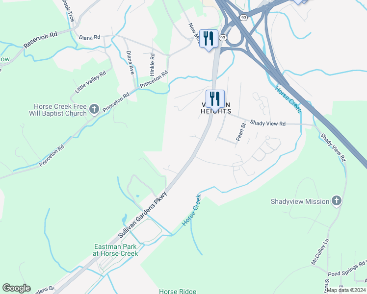 map of restaurants, bars, coffee shops, grocery stores, and more near 2700 Sullivan Gardens Parkway in Kingsport