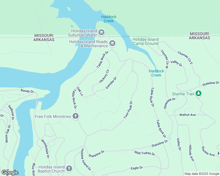 map of restaurants, bars, coffee shops, grocery stores, and more near 18 Danube Drive in Holiday Island