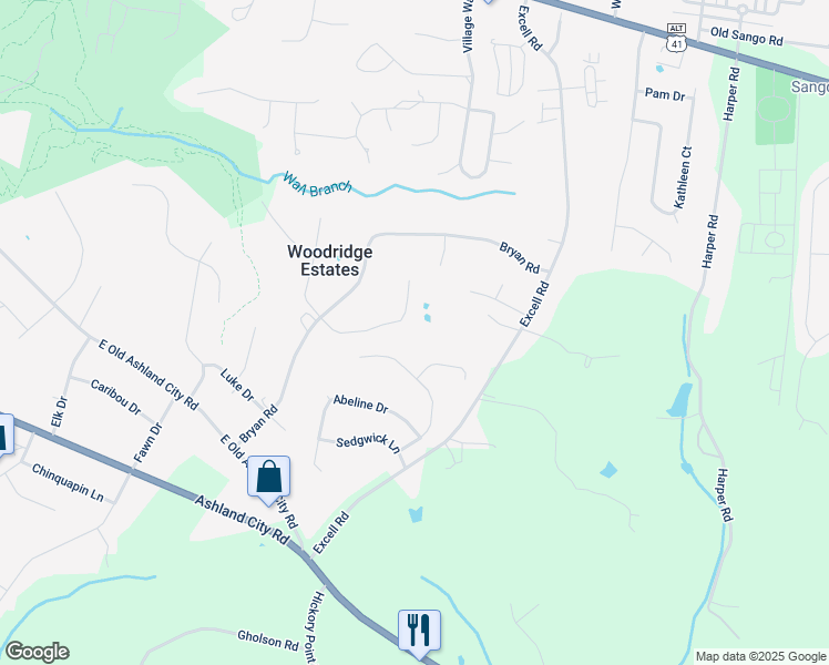 map of restaurants, bars, coffee shops, grocery stores, and more near 678 Renee Court in Clarksville