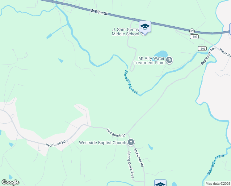map of restaurants, bars, coffee shops, grocery stores, and more near 348 Widows Peak Trail in Mount Airy
