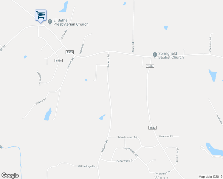 map of restaurants, bars, coffee shops, grocery stores, and more near 261 Roberts Road in Eden
