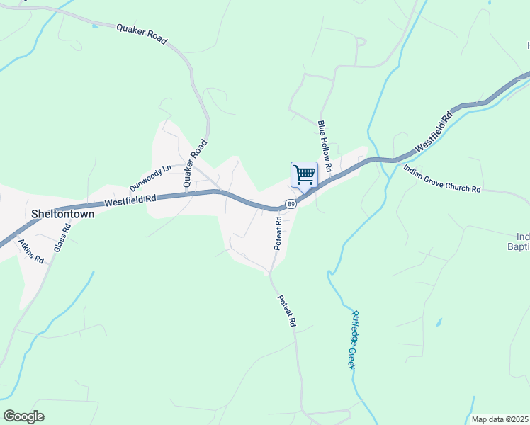 map of restaurants, bars, coffee shops, grocery stores, and more near 3096 Westfield Road in Mount Airy
