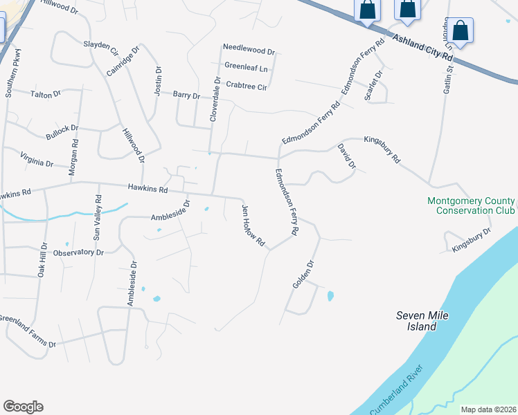 map of restaurants, bars, coffee shops, grocery stores, and more near 421 Jen Hollow Road in Clarksville