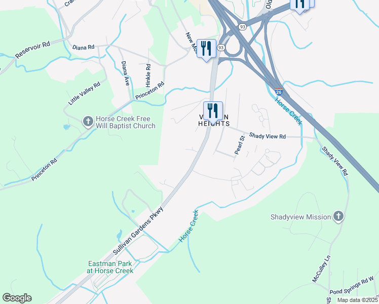 map of restaurants, bars, coffee shops, grocery stores, and more near 2700 Sullivan Gardens Parkway in Kingsport