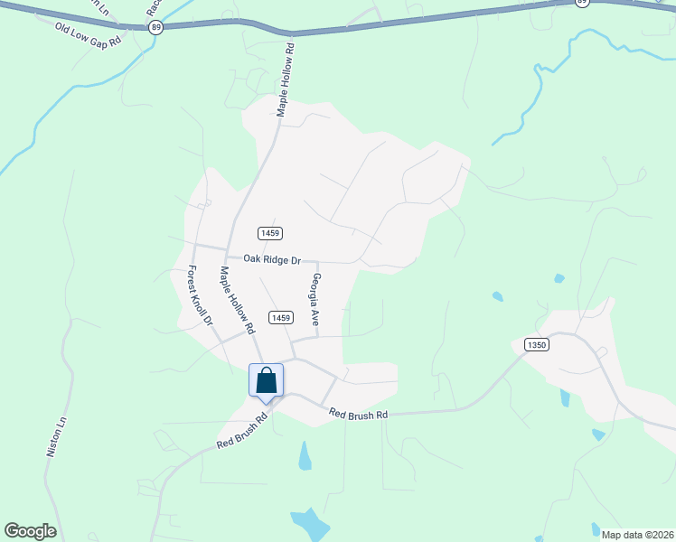 map of restaurants, bars, coffee shops, grocery stores, and more near 248 Oak Ridge Drive in Mount Airy