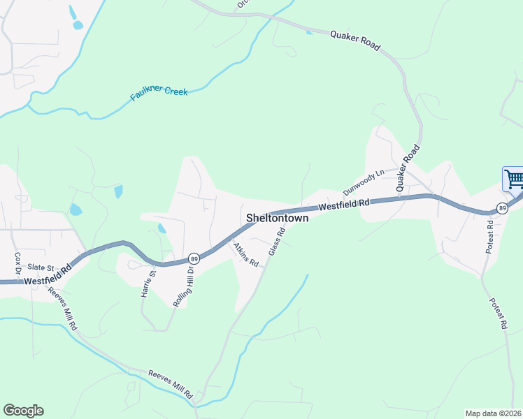 map of restaurants, bars, coffee shops, grocery stores, and more near 2727 Westfield Road in Mount Airy