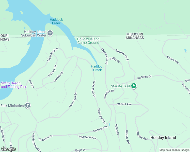 map of restaurants, bars, coffee shops, grocery stores, and more near 155 Table Rock Drive in Eureka Springs