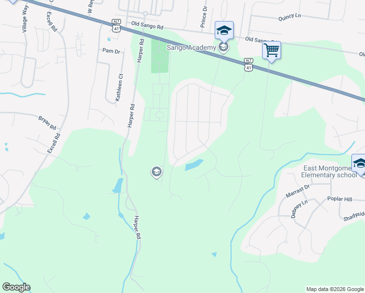 map of restaurants, bars, coffee shops, grocery stores, and more near 461 Miller Road in Clarksville