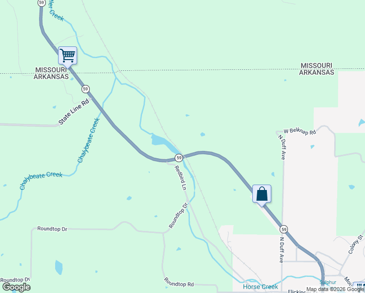 map of restaurants, bars, coffee shops, grocery stores, and more near 1254 State Highway 59 in Sulphur Springs
