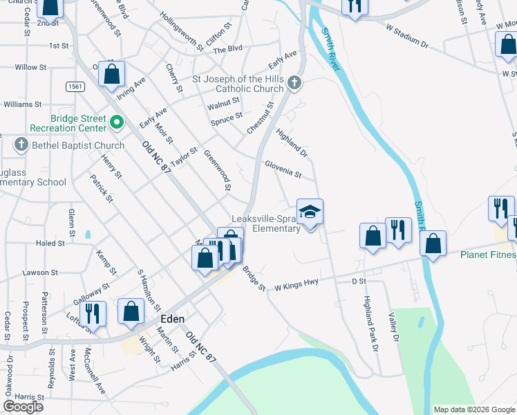 map of restaurants, bars, coffee shops, grocery stores, and more near 615 Dumaine Street in Eden