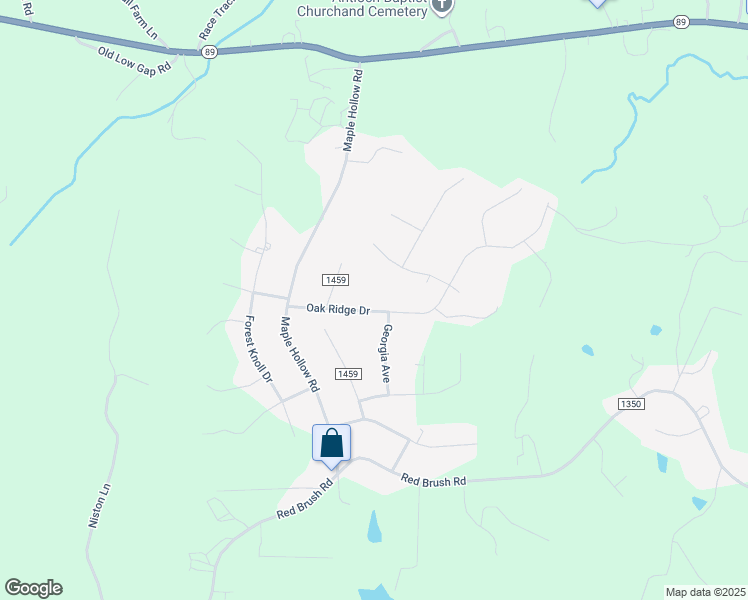 map of restaurants, bars, coffee shops, grocery stores, and more near 173 Oak Ridge Circle in Mount Airy
