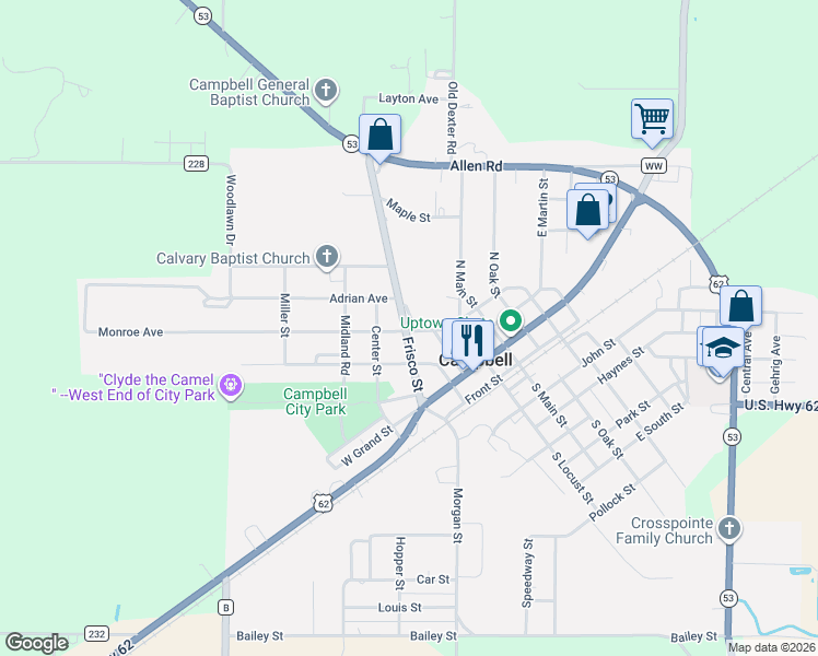 map of restaurants, bars, coffee shops, grocery stores, and more near 308 Hirtz Circle in Campbell