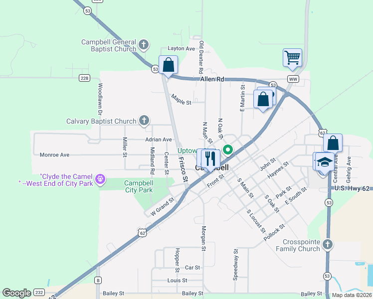 map of restaurants, bars, coffee shops, grocery stores, and more near 308 Hirtz Circle in Campbell