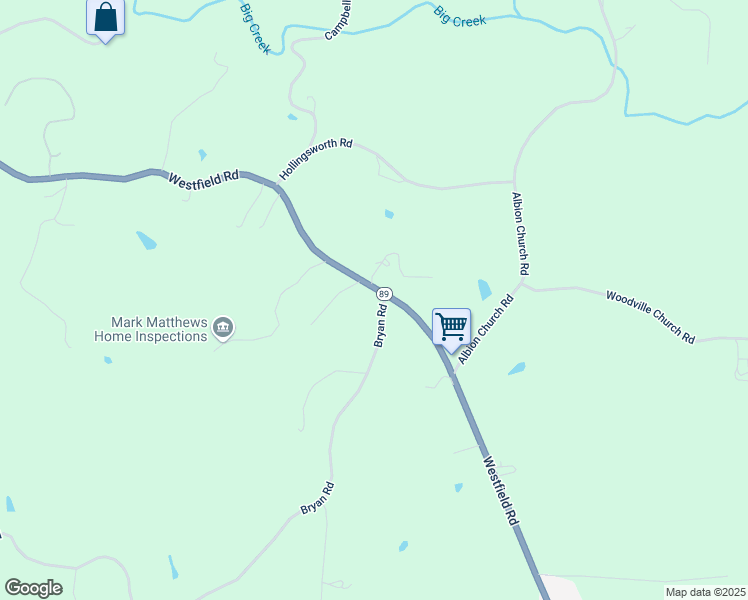 map of restaurants, bars, coffee shops, grocery stores, and more near 108 Bryan Road in Mount Airy