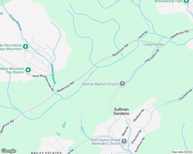 map of restaurants, bars, coffee shops, grocery stores, and more near 3125 Reservoir Road in Kingsport