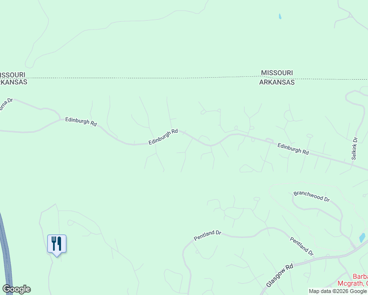map of restaurants, bars, coffee shops, grocery stores, and more near 5 Carnahan Lane in Bella Vista