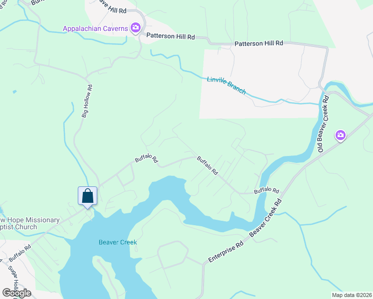 map of restaurants, bars, coffee shops, grocery stores, and more near 368 Buffalo Road in Bluff City