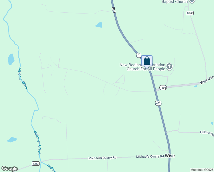 map of restaurants, bars, coffee shops, grocery stores, and more near Carrie Dunn Road in Norlina