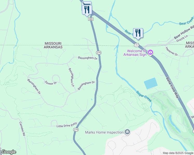 map of restaurants, bars, coffee shops, grocery stores, and more near Forest Hills Blvd in Bella Vista
