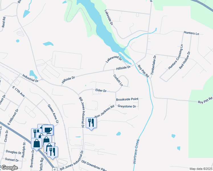 map of restaurants, bars, coffee shops, grocery stores, and more near 113 Phillip Drive in Springfield