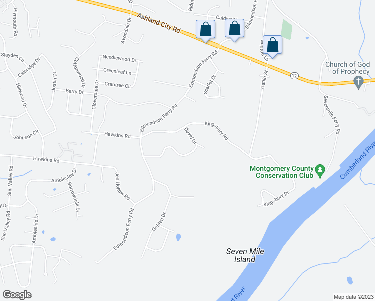 map of restaurants, bars, coffee shops, grocery stores, and more near 635 Hidden Valley Drive in Clarksville